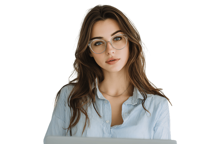 Portrait of a young woman with glasses