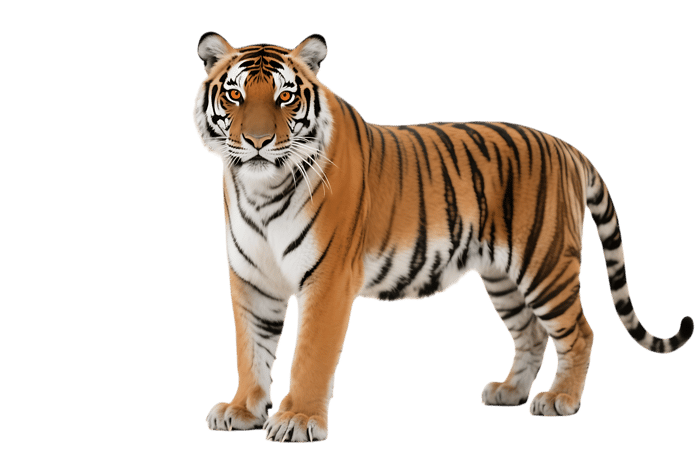 Majestic bengal tiger illustration on transparent background
