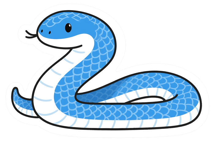 Cartoon blue snake sticker