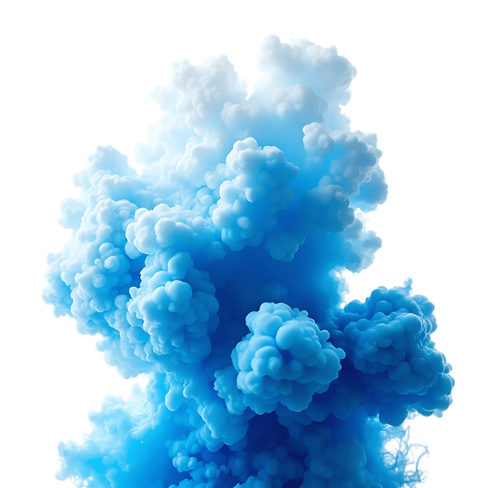 Blue cloud of smoke effect on black background