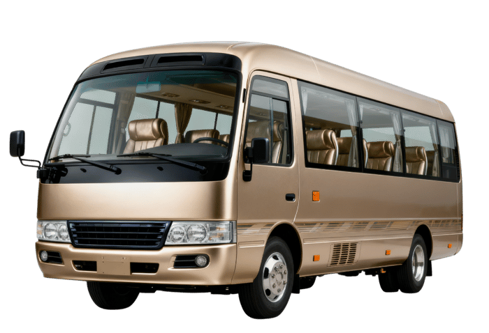 Gold minibus for transportation and travel