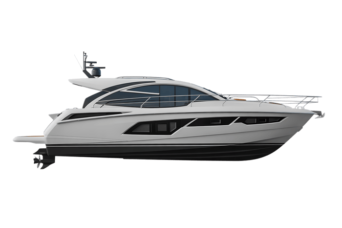 Modern white yacht on black background