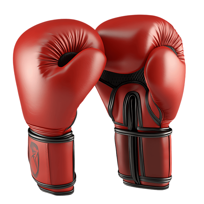 Pair of red boxing gloves