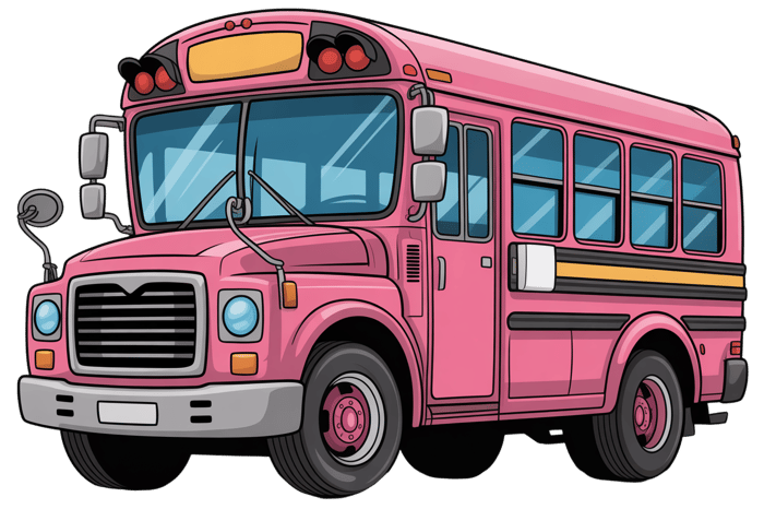Pink cartoon school bus illustration