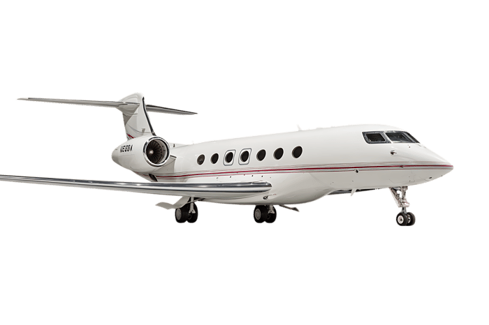 Private jet isolated on black background