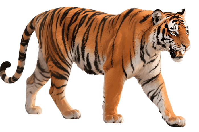 Majestic tiger walking isolated
