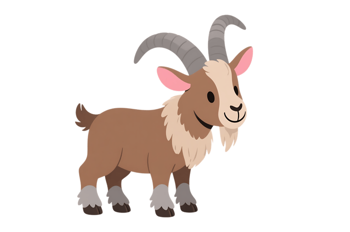 Cartoon goat illustration with horns and beard