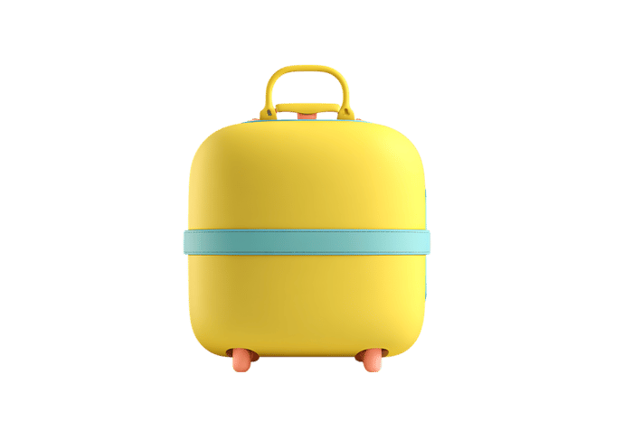 Yellow kids lunchbox with handle and wheels