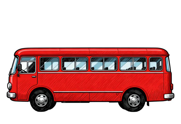 Red bus illustration, transportation, travel, and school themes