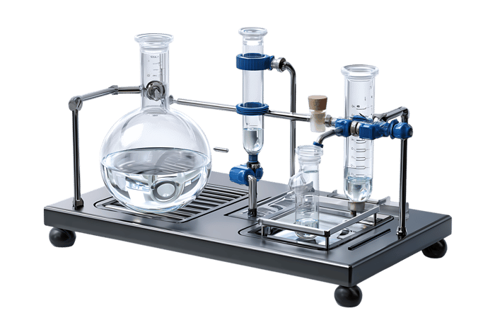 Chemistry lab equipment for distillation.