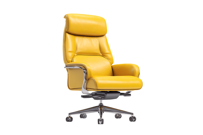 Modern yellow leather executive office chair on wheels153