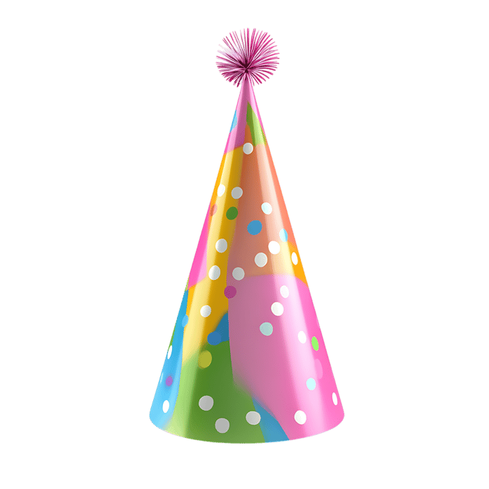 Colorful party hat with pom pom