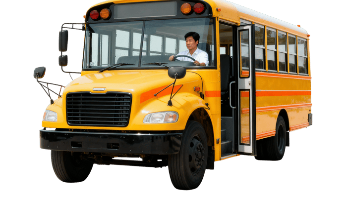 Classic yellow school bus with driver995