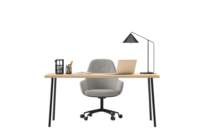 Modern minimalist home office setup with desk