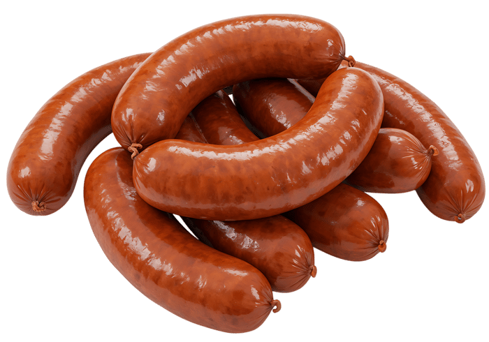 Close up of delicious grilled sausages.