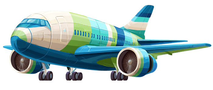 Cartoon airplane illustration for travel and transportation concepts