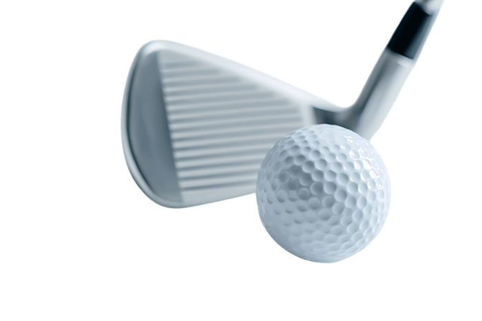 Close up of golf club about to hit ball. Sport, recreation, precision794.