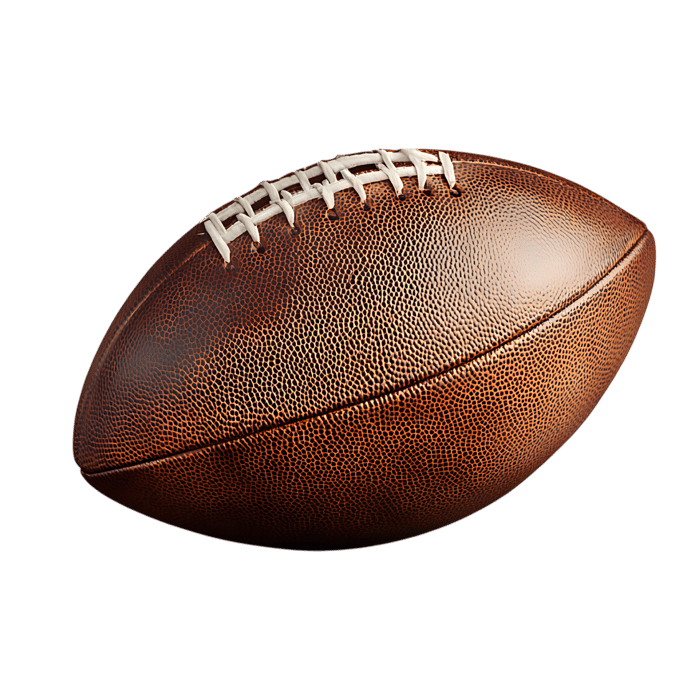 American football ball isolated on black background