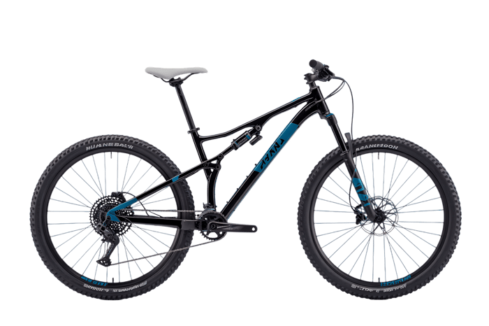 Black and blue mountain bike for outdoor adventures