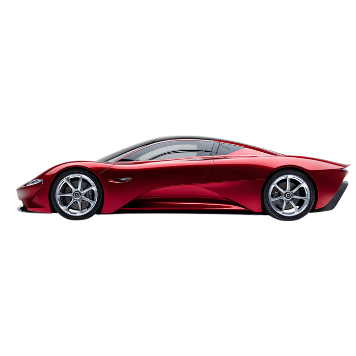 Sleek red sports car profile.