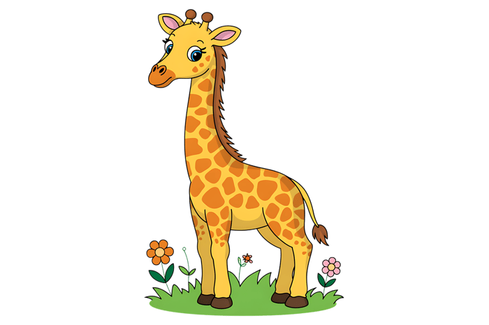 Cartoon giraffe in grass