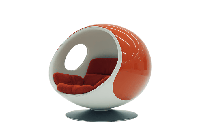 Modern orange and white egg chair