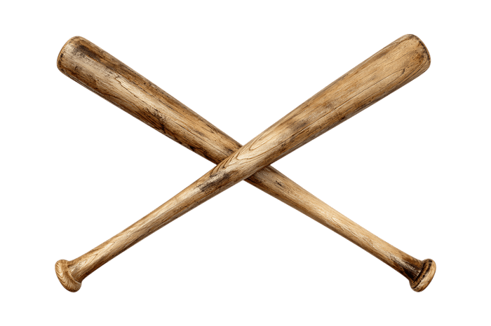 Two crossed baseball bats, sport equipment428.