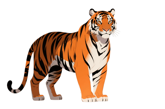 Illustration of a standing tiger