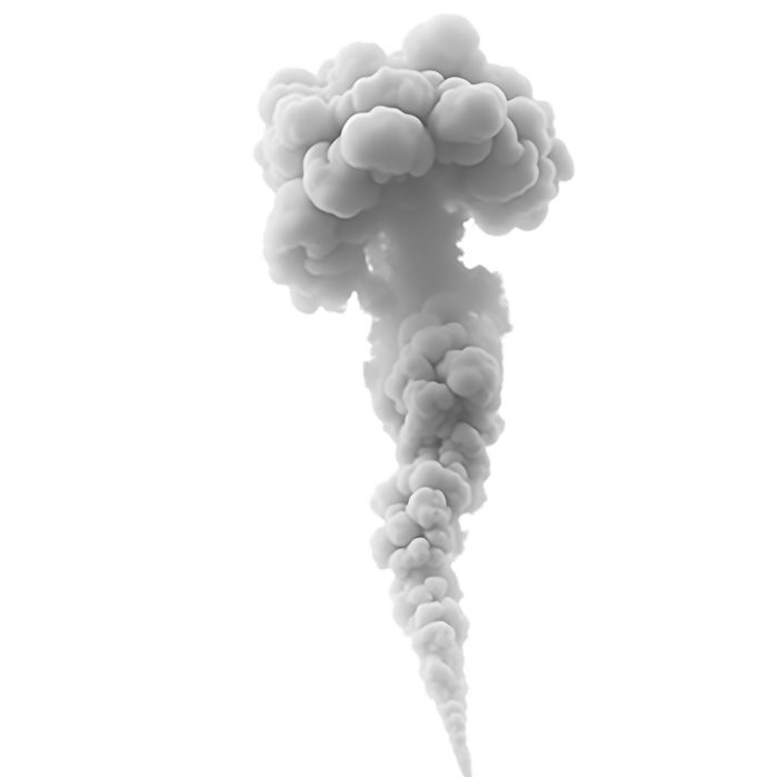 Grey smoke plume for compositing and special effects