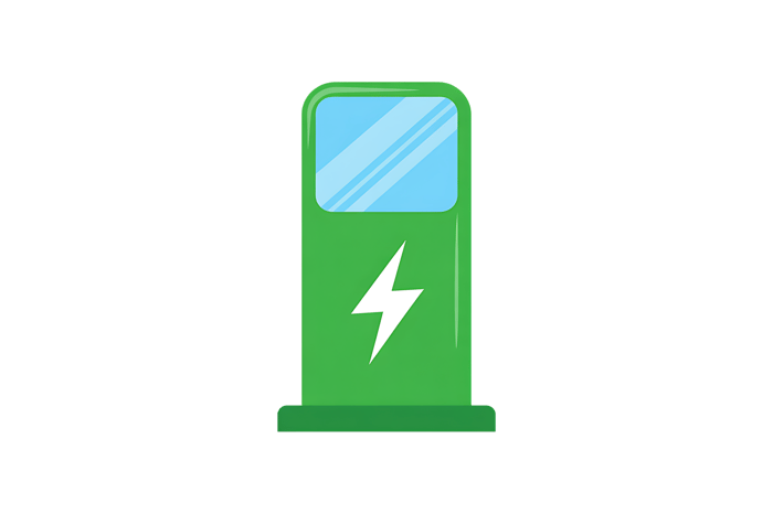 Electric vehicle charging station. Green energy for car