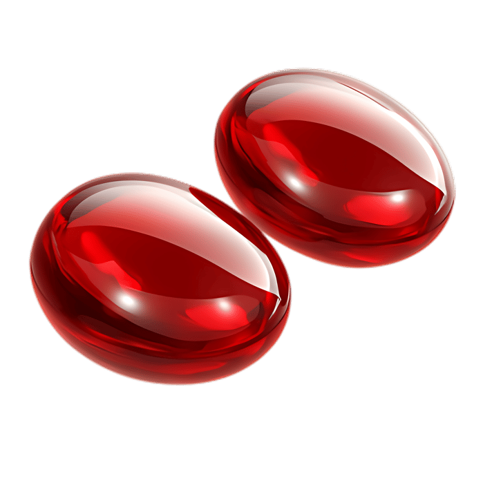 Two red capsules, medicine, supplement, healthcare