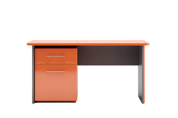 Modern orange office desk with drawers