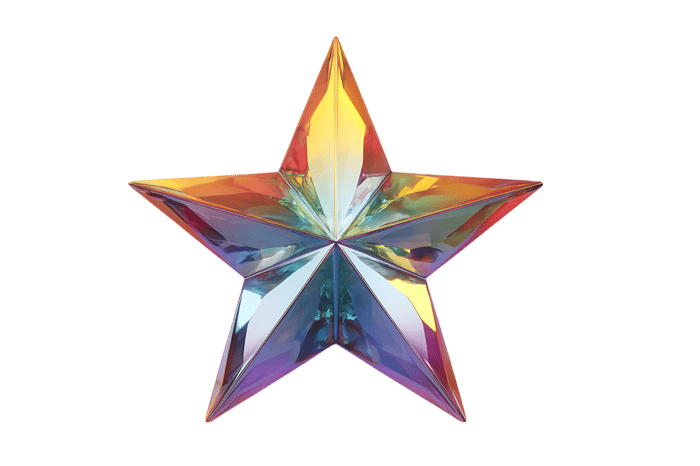 Iridescent star, 3D render, colorful, shiny