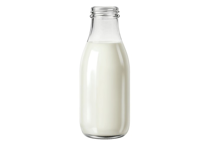 Glass bottle filled with fresh milk670.