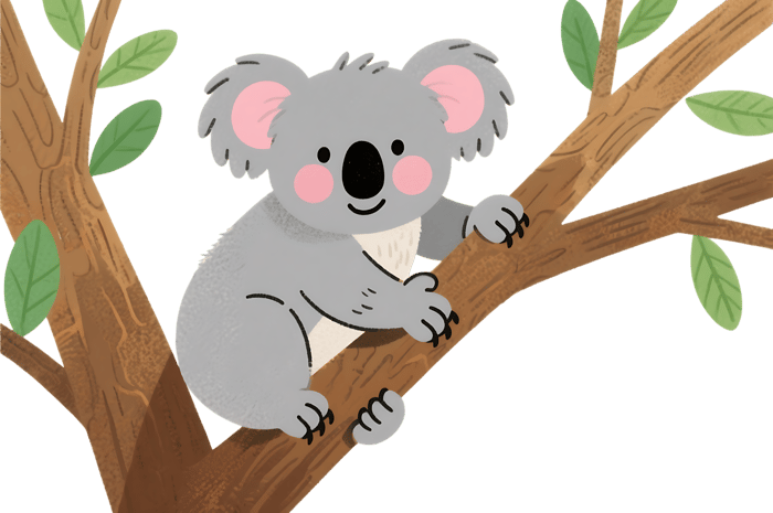 Cartoon koala bear in tree