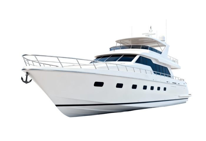 Modern white yacht on the water