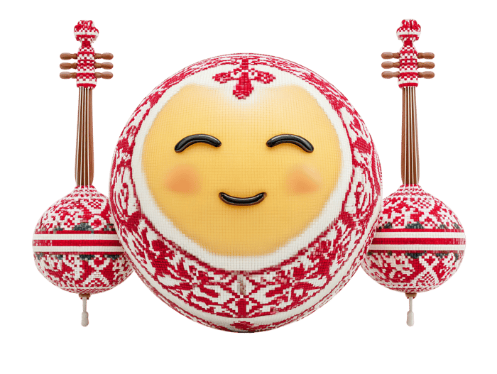 Smiling face with musical instruments cartoon illustration