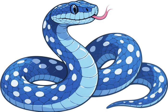 Blue spotted snake illustration