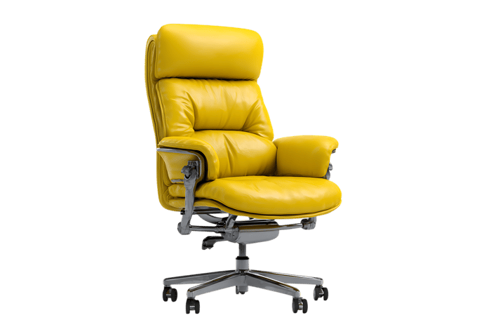 Modern yellow leather executive office chair on wheels