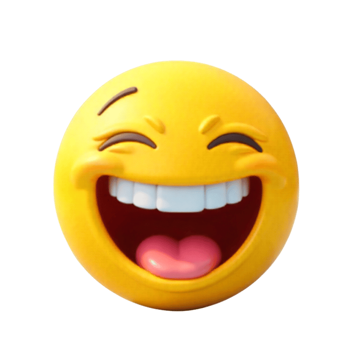 Laughing emoji with open mouth and joyful expression
