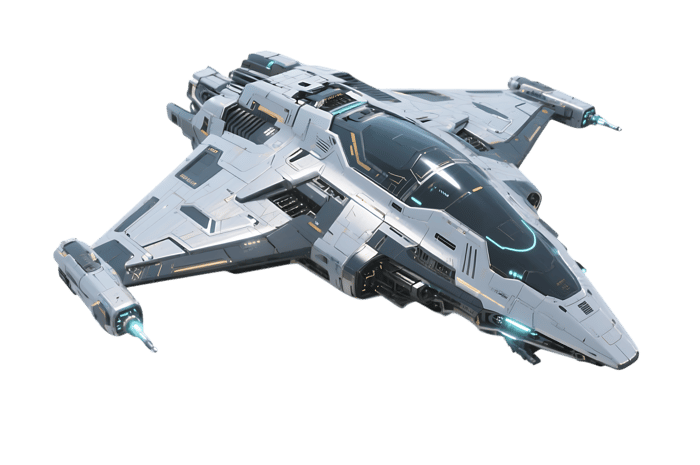 Futuristic spaceship isolated on black background