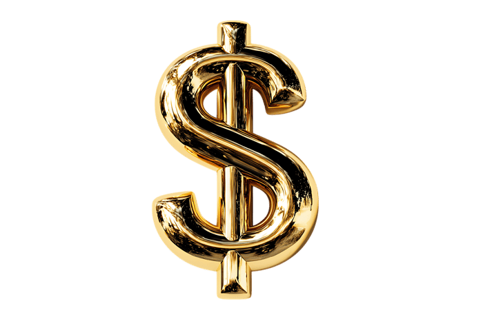 Gold dollar sign on black background