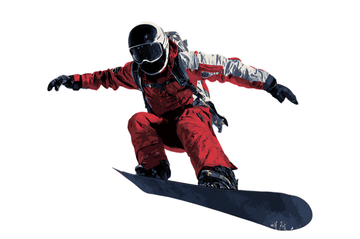 Snowboarder in action, extreme winter sports.