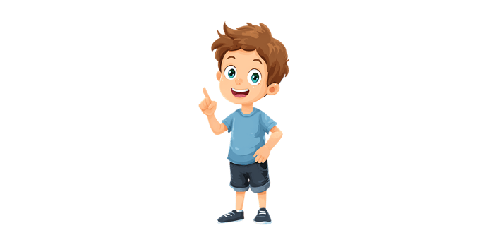Cartoon boy pointing up