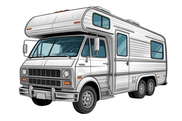 Vintage rv illustration for travel and camping designs