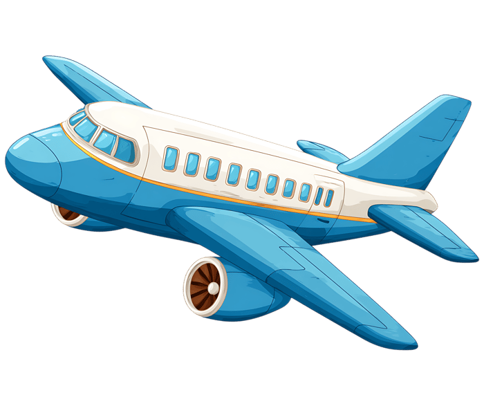 Cartoon airplane illustration for travel and transportation projects