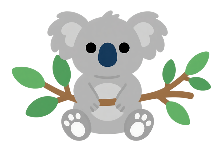 Adorable koala bear on branch, australian wildlife illustration