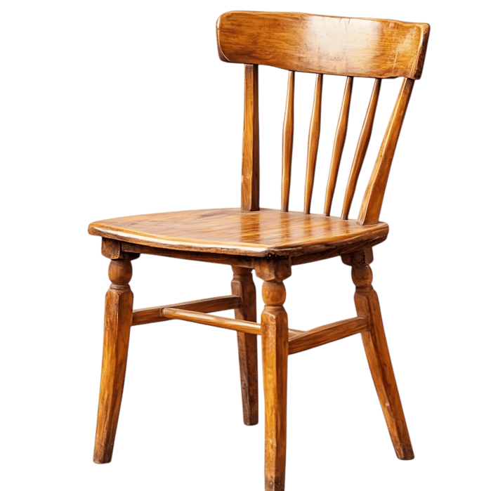 Vintage wooden chair isolated on black background