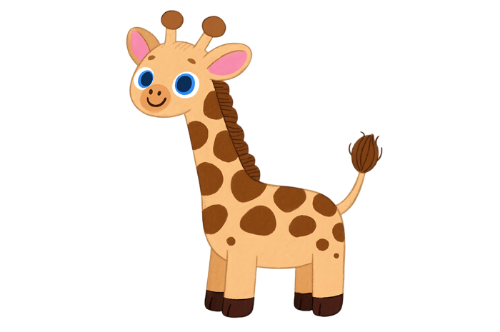Cartoon giraffe with spots, cute animal character illustration