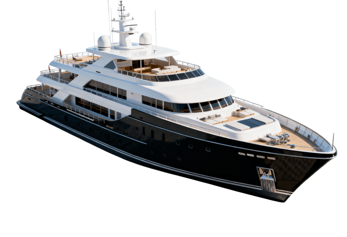 Luxury superyacht on transparent background